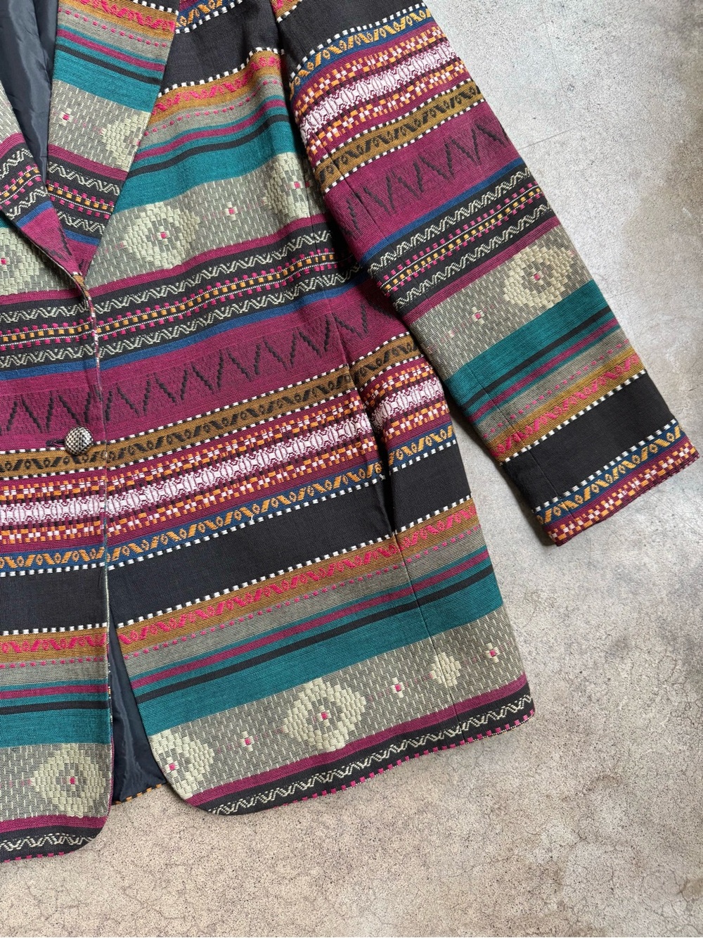 Vintage 80s Town & Travel Western Multi Pattern Jacquard Blazer - Picture 3 of 7